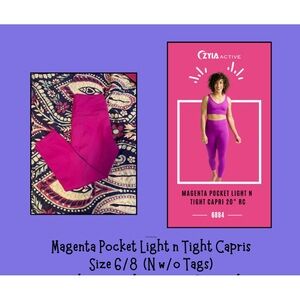 ZYIA Magenta Pocket Light n Tight Capris 6/8 N w/o tags